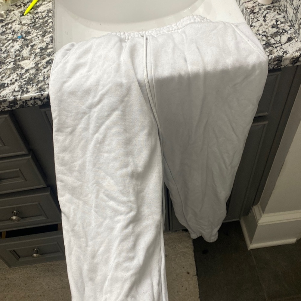 white sweatpants